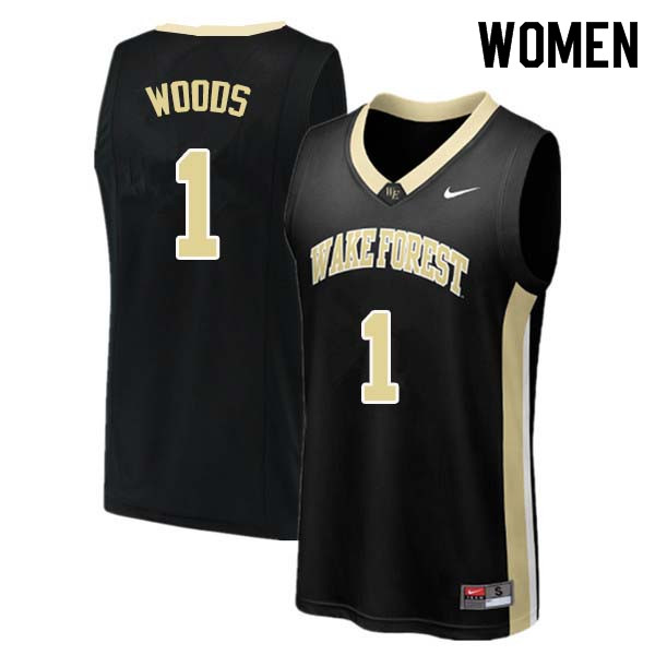 Women #1 Keyshawn Woods Wake Forest Demon Deacons College Basketball Jerseys Sale-Black